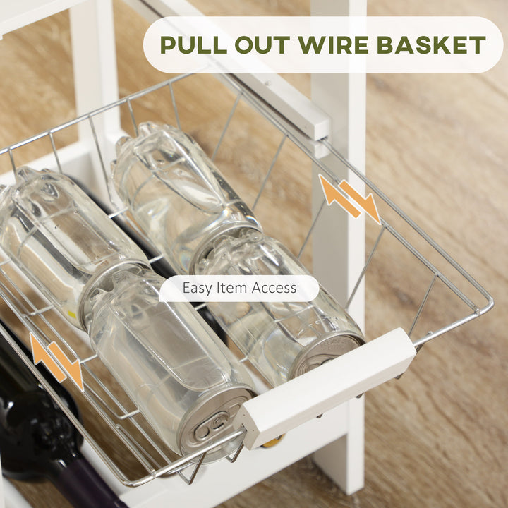 MCL 3 Piece Bar Table Set, Breakfast Bar table and Stools with Storage Shelf, Drawer, Wire Basket and Wine Rack for Kitchen, Home Bar, Natural and White