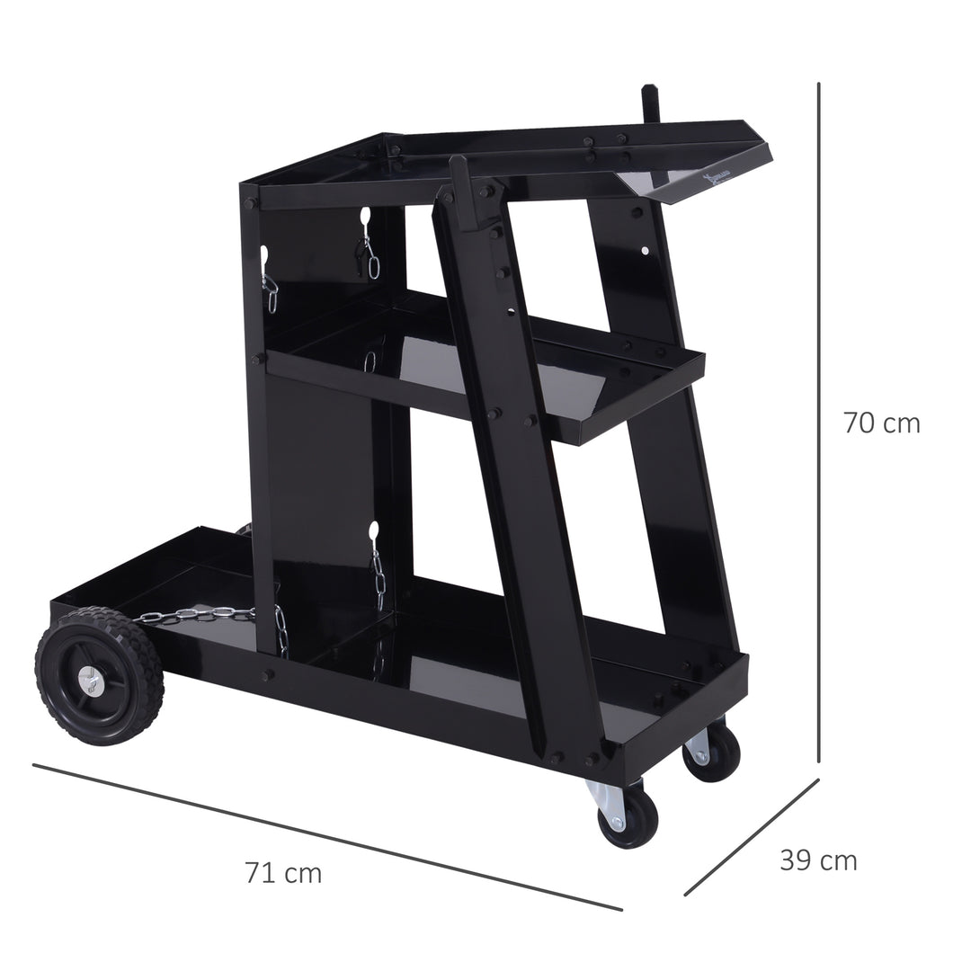 DURHAND Welding Trolley Cart, Garage Welder Trolley for Gas Bottles, with Safety Chain and Wheels, Black | Aosom UK