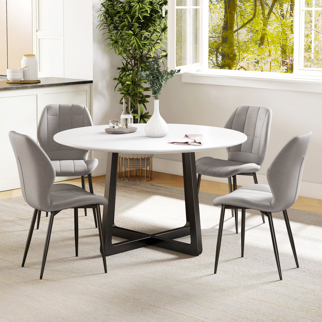 Set of Four Flannel Relaxed Tub Dining Chairs - Light Blue