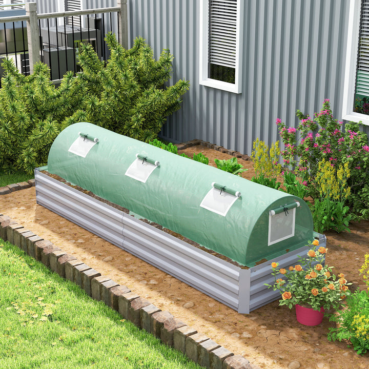 Mini Greenhouse, Portable Tunnel Green House, Green Grow House Steel Frame with 5 Mesh Windows, 3 M, Green