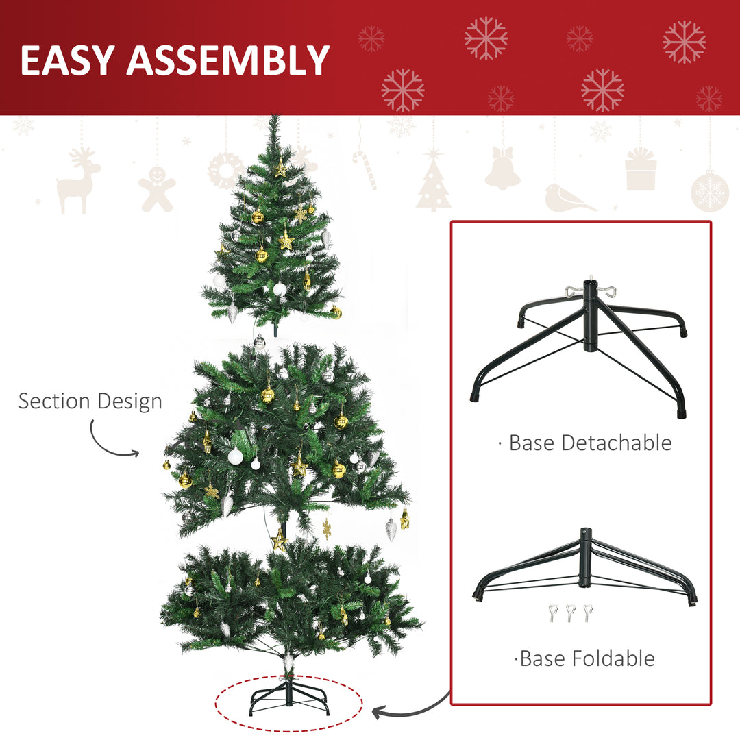 HOMCOM 1.8m 6ft Pre Lit Christmas Tree 200 LED Xmas Tree Holiday Décor with Decorative Balls Ornament Metal Stand | Aosom UK