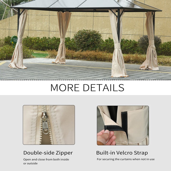 Replacement Gazebo Curtains, 4-Panel Gazebo Side Panels Only, for 3 x 3 (M) Gazebos or Pergolas, Hooks/C-Rings Included, Beige