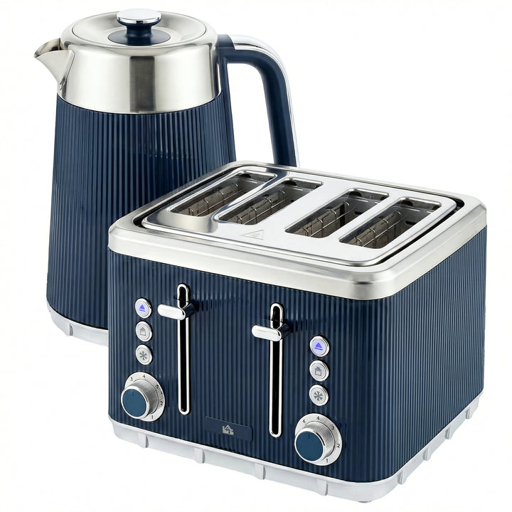 Electric Stainless Steel Kettle and Toaster Set, 3000W 1.7L UK Strix T