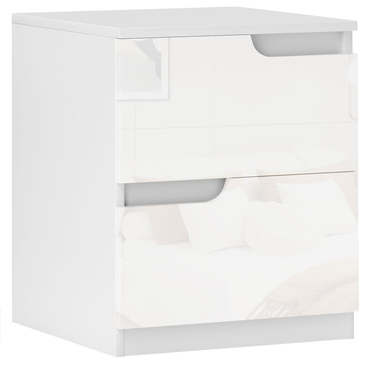 High Gloss Bedside Table - White