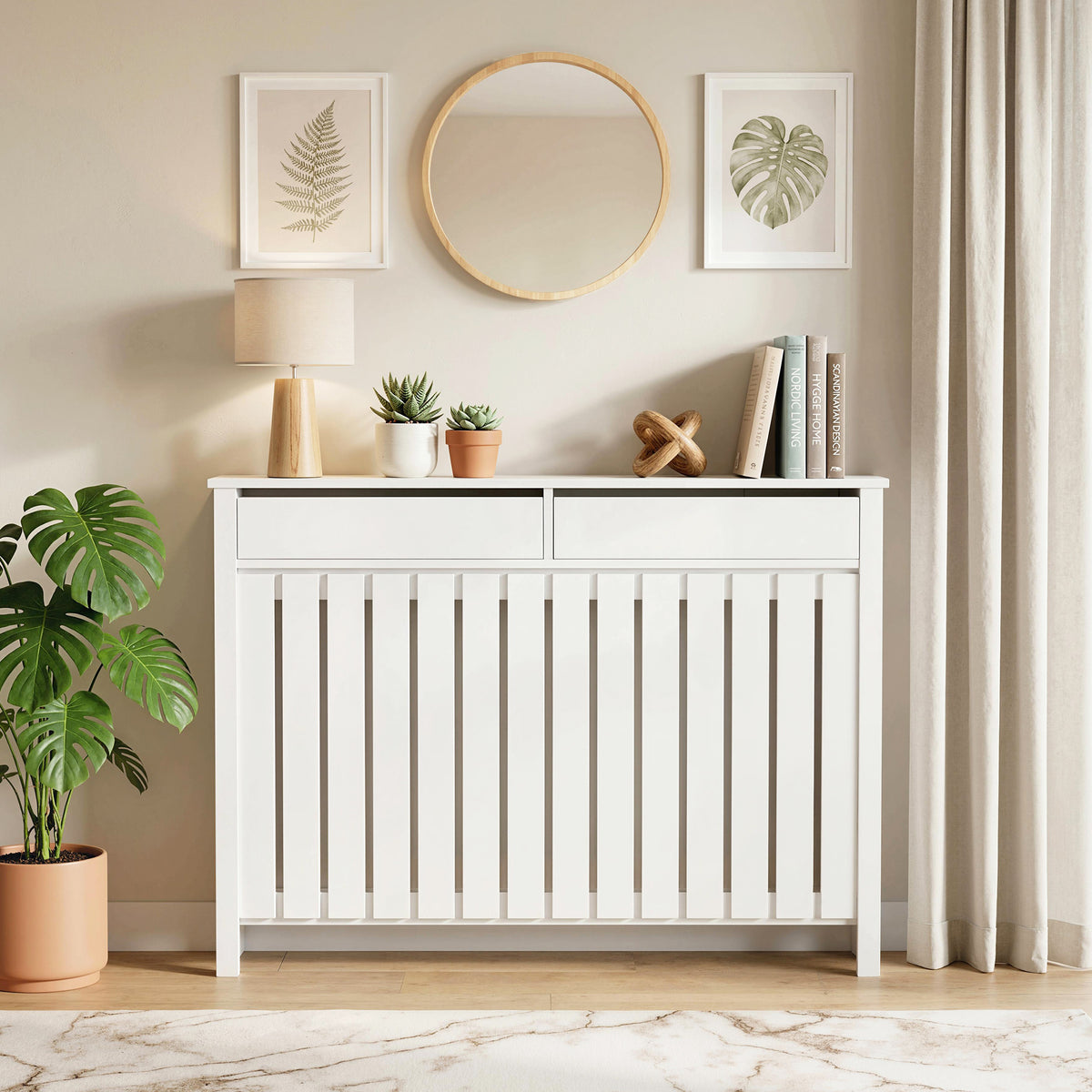 93 x 119cm Rustic-Look Radiator Cover - White