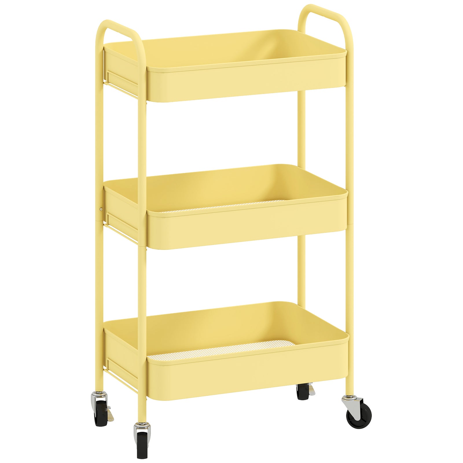 Three-Tier Steel Storage Trolley - Yellow