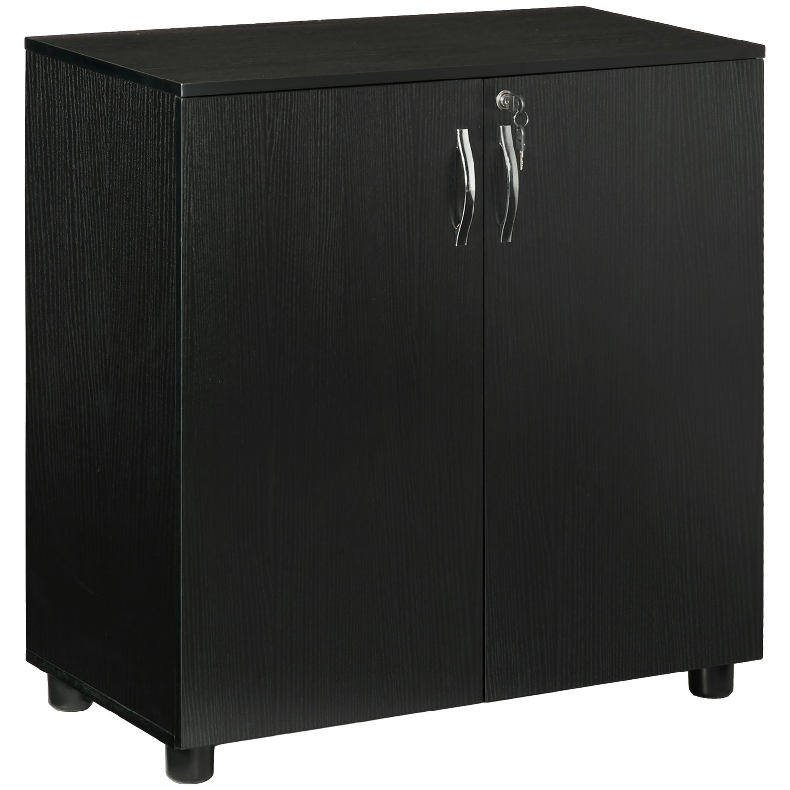Two-Tier Locking Office Storage Cabinet - Black