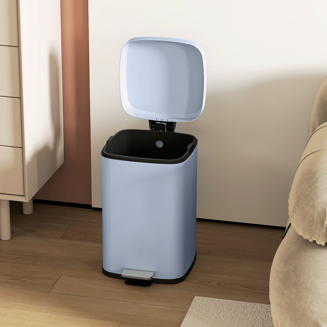 20L Modern Boxy Metal Home Kitchen Bin - Light Blue