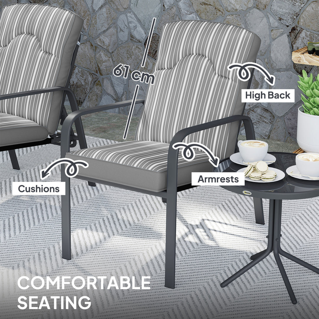 Three-Piece Reclining Chair Set - Grey