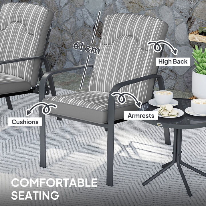 Three-Piece Reclining Chair Set - Grey