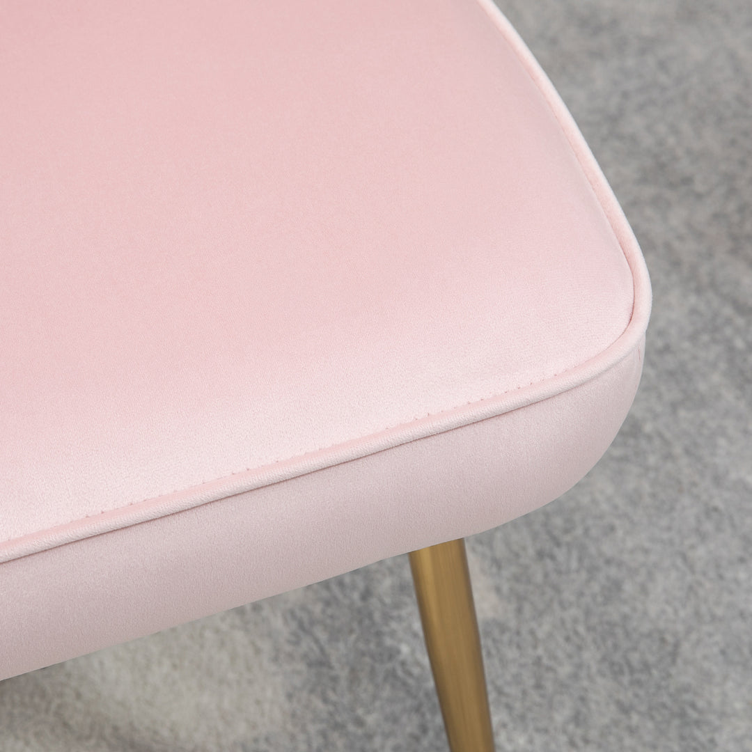 Shell Dining Chairs Set of 2, Upholstered Kitchen Chairs with Gold Metal Legs and Backrest, Velvet Fabric Lounge Leisure Chairs for Living Room, Reception Room, Pink