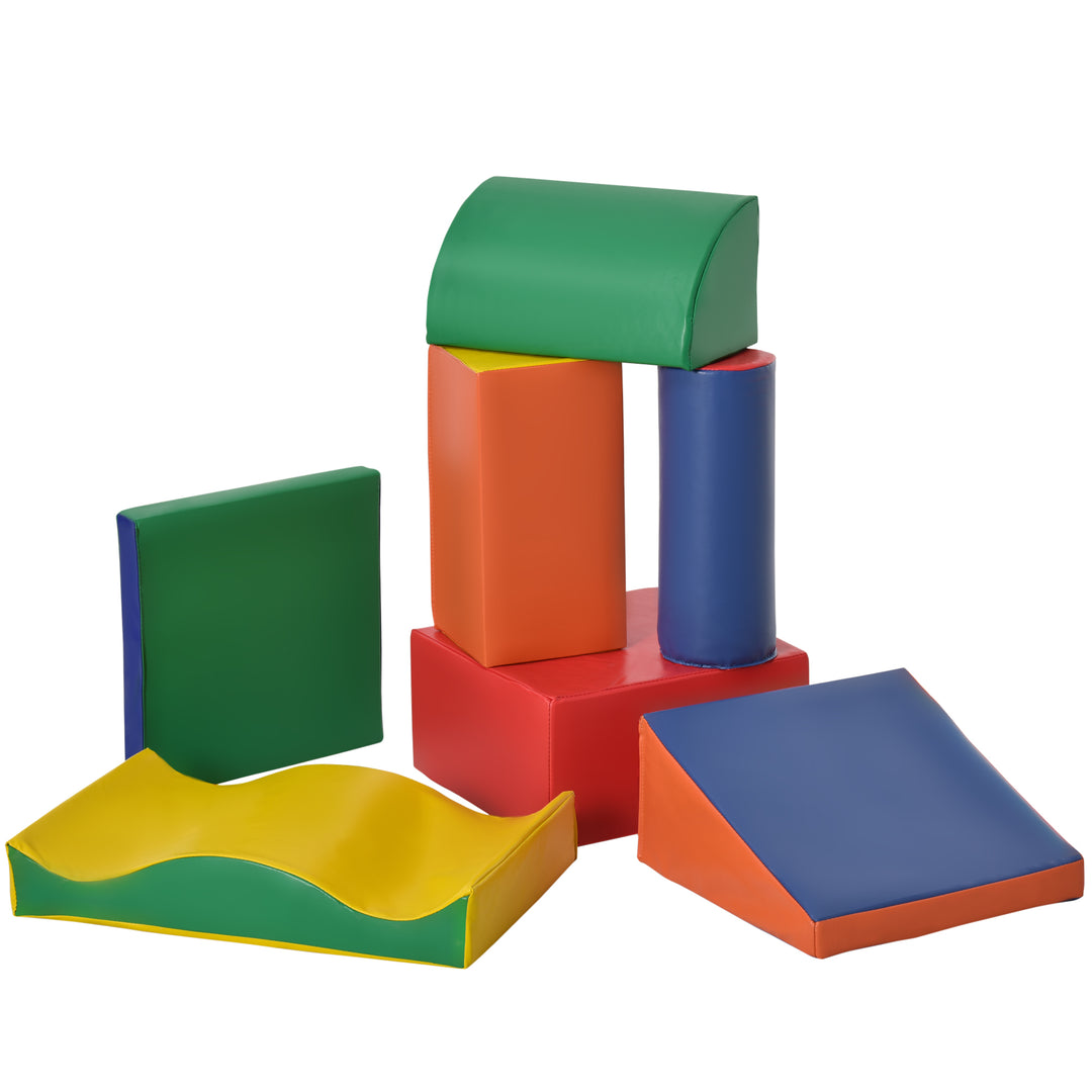 Soft Play Set, 7 Piece Soft Foam Blocks, Toddler Climb and Crawl Activity Play Set for 1-3 Years, Soft Play Equipment for Building and Stacking, Educational Play, Red