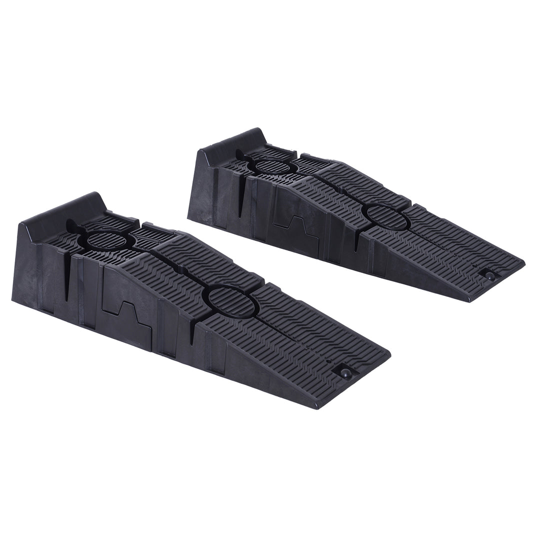 2 Pieces Car Ramps Heavy Duty 2.5 Ton Motorhome Levelling Ramps, Plastic Garage Workshop Car Lift, Portable Automotive Vehicle Campervan Car Ramp, Black