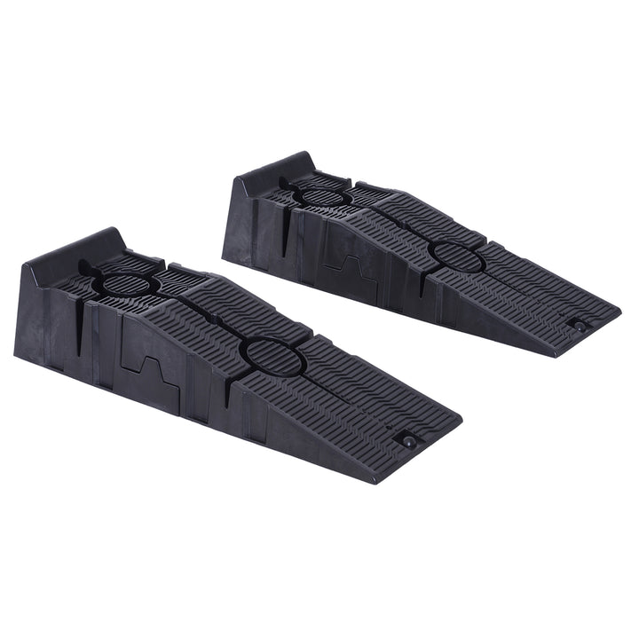 2 Pieces Car Ramps Heavy Duty 2.5 Ton Motorhome Levelling Ramps, Plastic Garage Workshop Car Lift, Portable Automotive Vehicle Campervan Car Ramp, Black