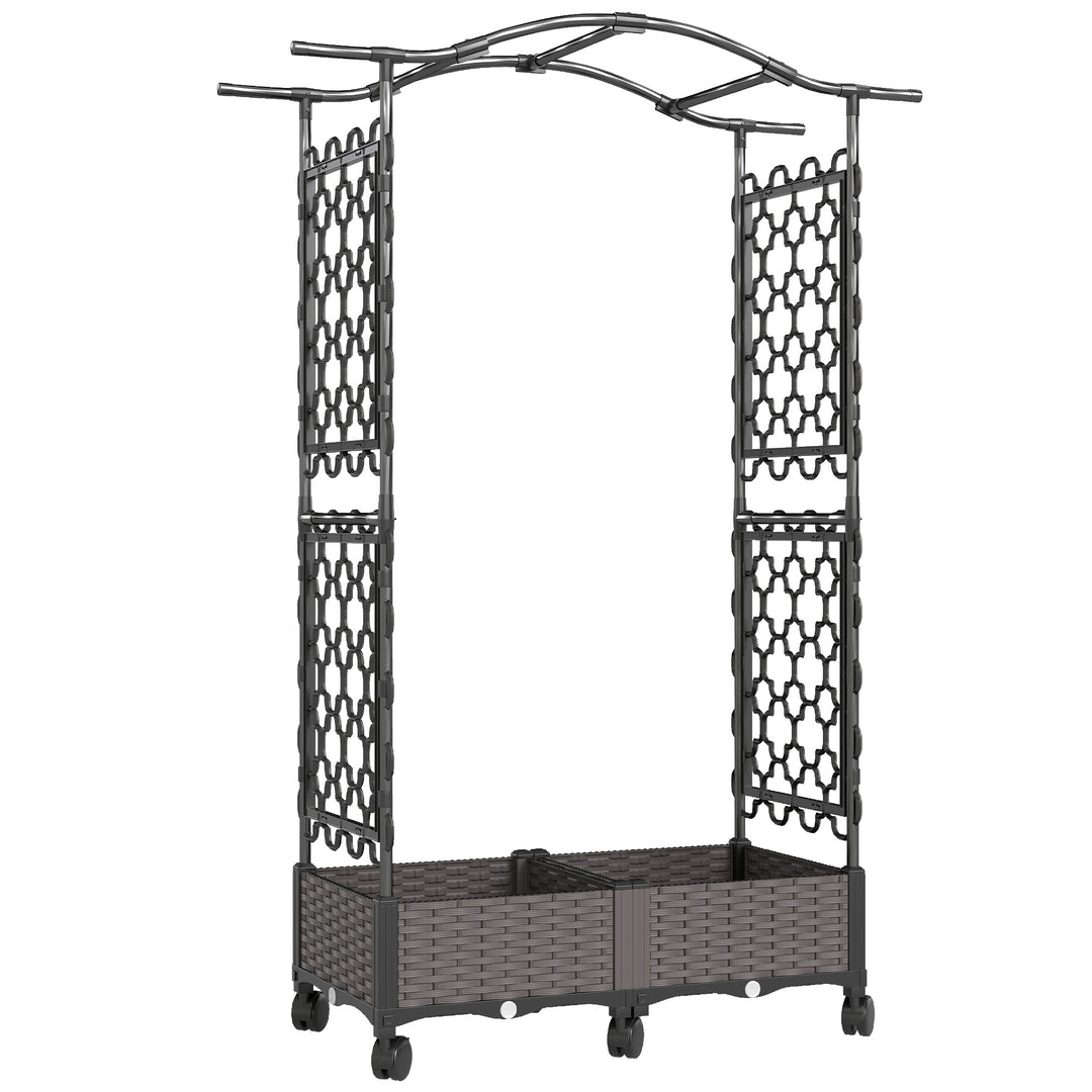 Raised Garden Bed with Arch Trellis, Raised Bed for Garden on Wheels w