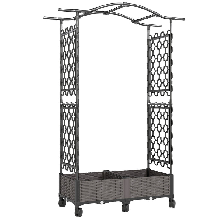 Raised Garden Bed with Arch Trellis, Raised Bed for Garden on Wheels w
