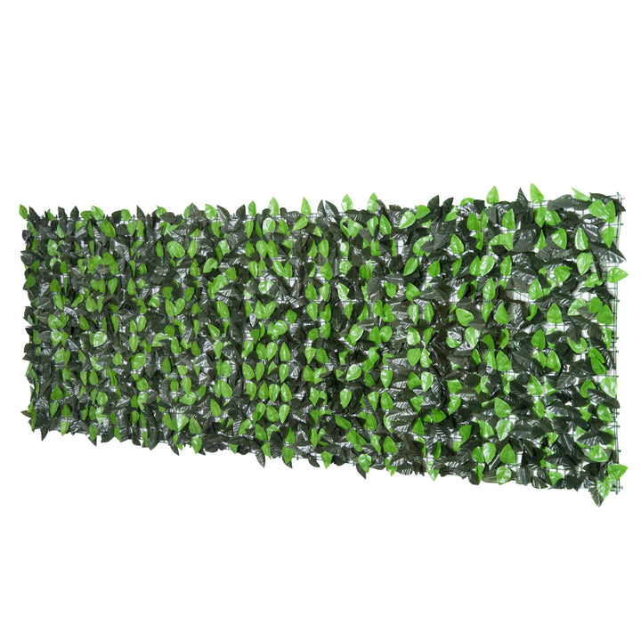 Outsunny Artificial Leaf Hedge Screen Privacy Fence Panel for Garden Outdoor Indoor Decor 3M x 1M Light Green and Dark Green | Aosom UK