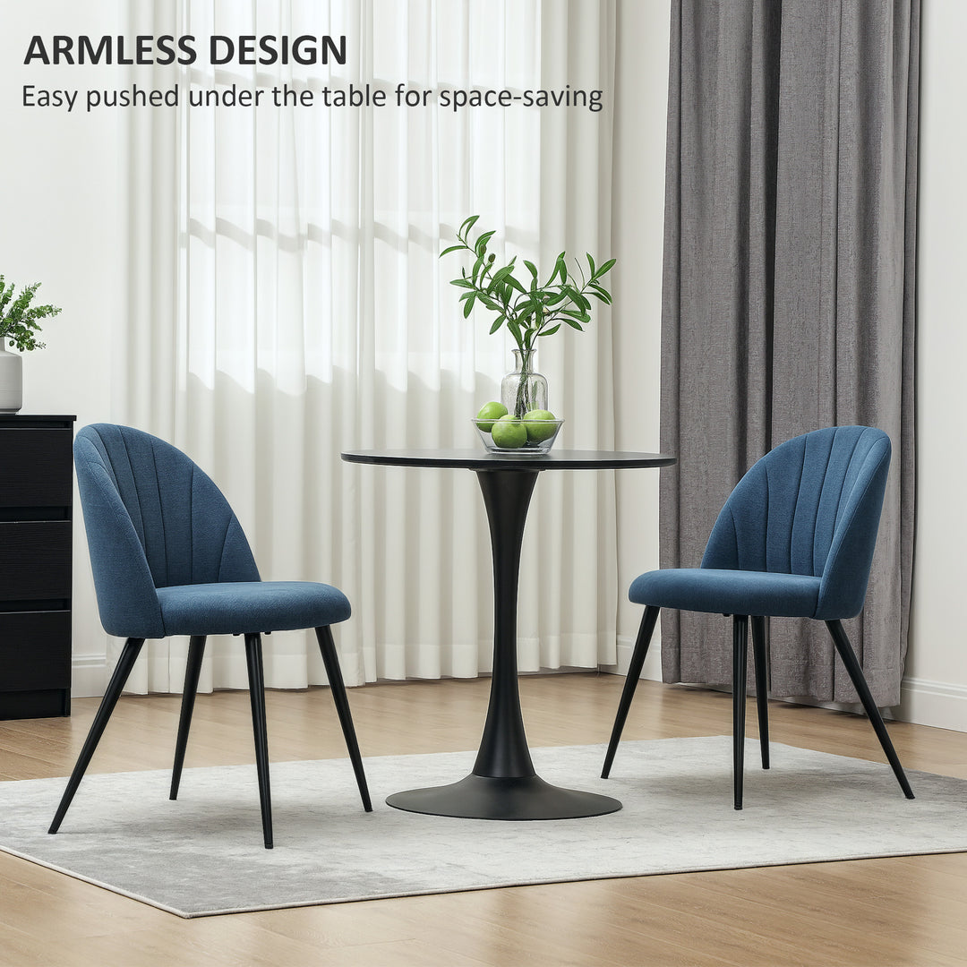 Dining Chairs Set of 2, Modern Upholstered Kitchen Chairs with Metal Legs, Shell Backrest and Padded Seat for Dining Room, Bedroom, Living Room, Vanity, Blue