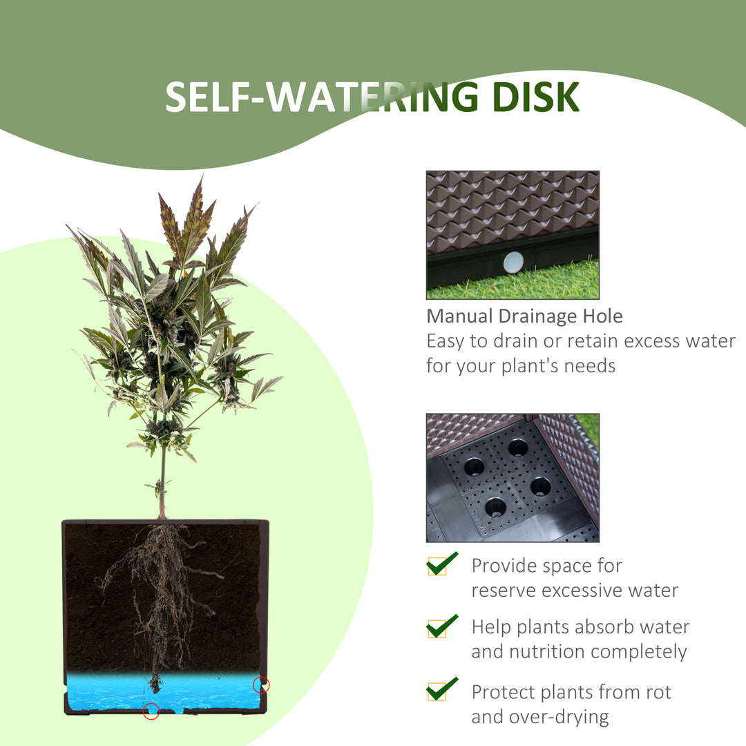 50cm x 50cm x 46.5cm Set of 2 41L Plastic Raised Garden Bed, Planter Box, Flower Vegetables Planting Container with Self-Watering Design and Drainage Holes for Patio Balcony