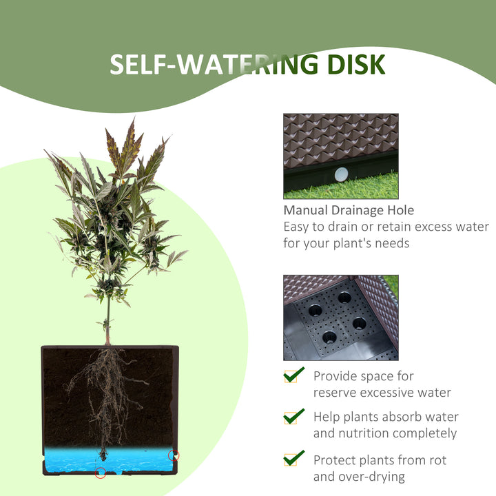 50cm x 50cm x 46.5cm Set of 2 41L Plastic Raised Garden Bed, Planter Box, Flower Vegetables Planting Container with Self-Watering Design and Drainage Holes for Patio Balcony