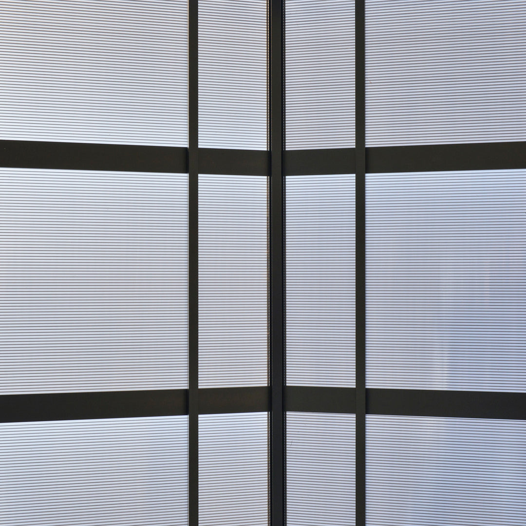 MCL 8ft x 5ft Outdoor BBQ Protective Gazebo Tent Aluminium Steel Frame w/ 2 Shelves Hardtop Roof Canopy Ground Stakes Safe Cooking