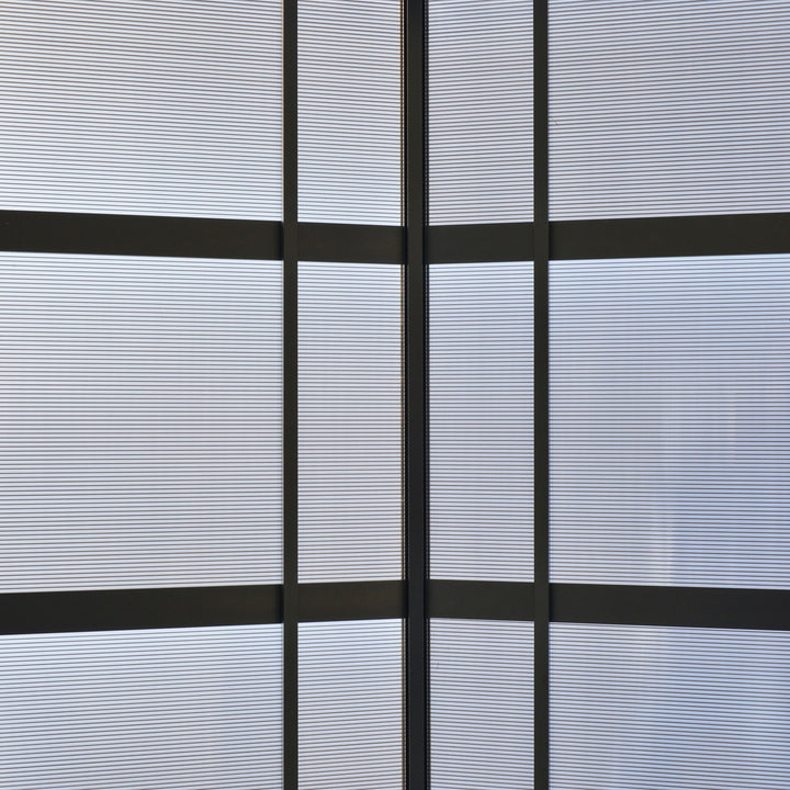 MCL 8ft x 5ft Outdoor BBQ Protective Gazebo Tent Aluminium Steel Frame w/ 2 Shelves Hardtop Roof Canopy Ground Stakes Safe Cooking