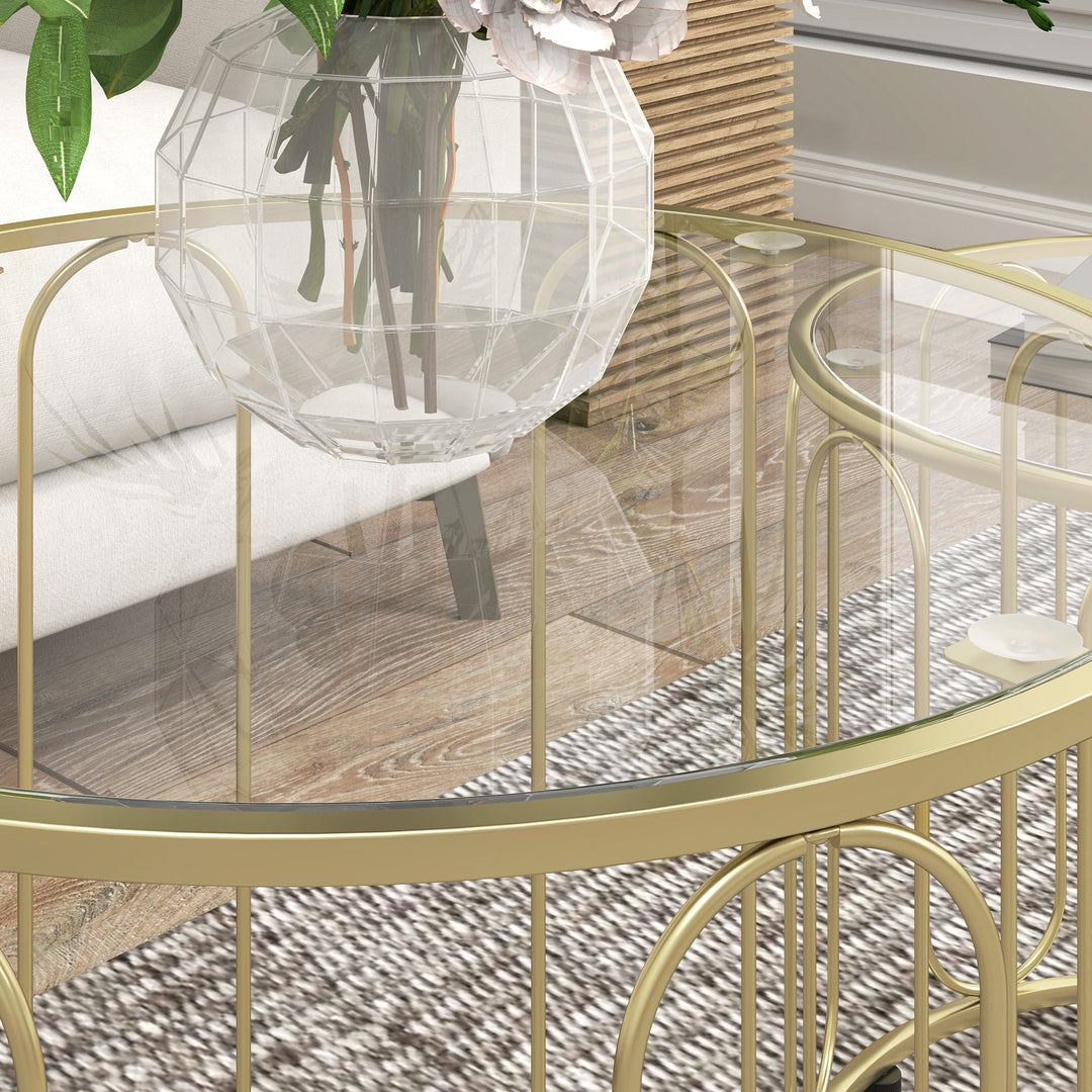 Elliptical Cut-Out Nesting Tables - Gold-Tone
