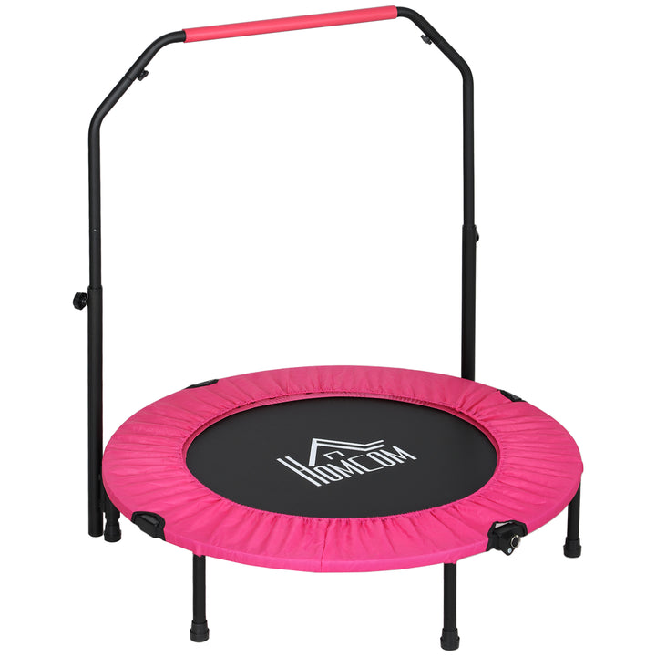40" Foldable Mini Fitness Trampoline, with Adjustable Foam Handle, Pink