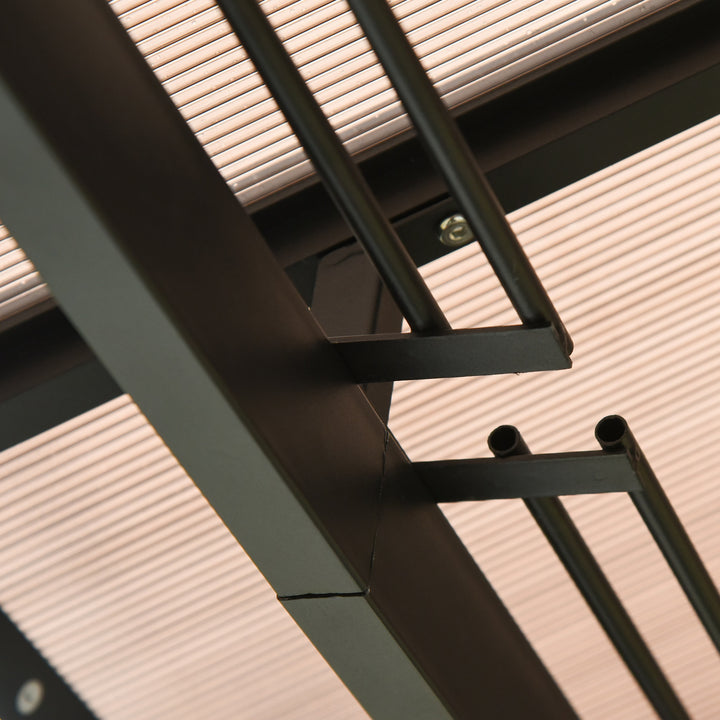 MCL 3 x 4m Hardtop Gazebo Canopy with Polycarbonate Roof, Aluminium Frame, Permanent Pavilion Garden Gazebo with Netting and Curtains - Grey