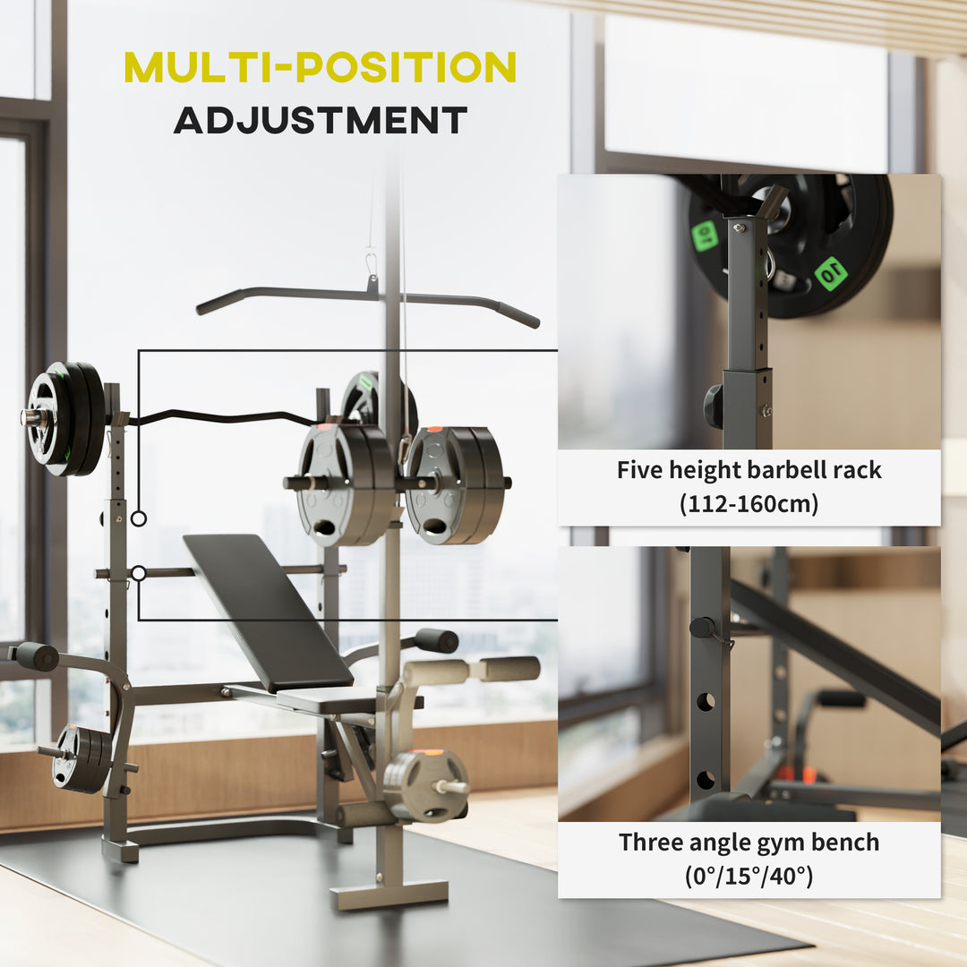 SPORTNOW Multi-Exercise Adjustable Weight Bench with Bench Press Rack