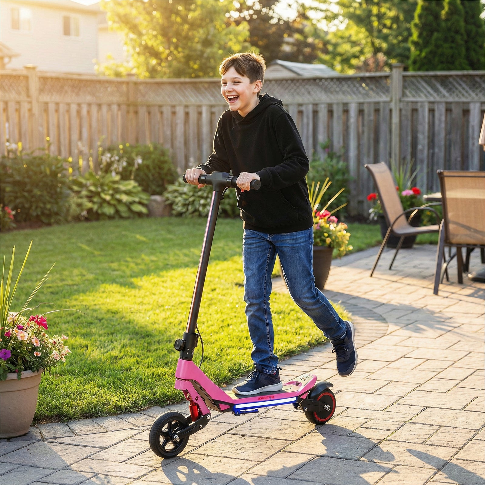 Electric Scooter for Kids, Foldable E Scooter for Age Age 6+ with LED 