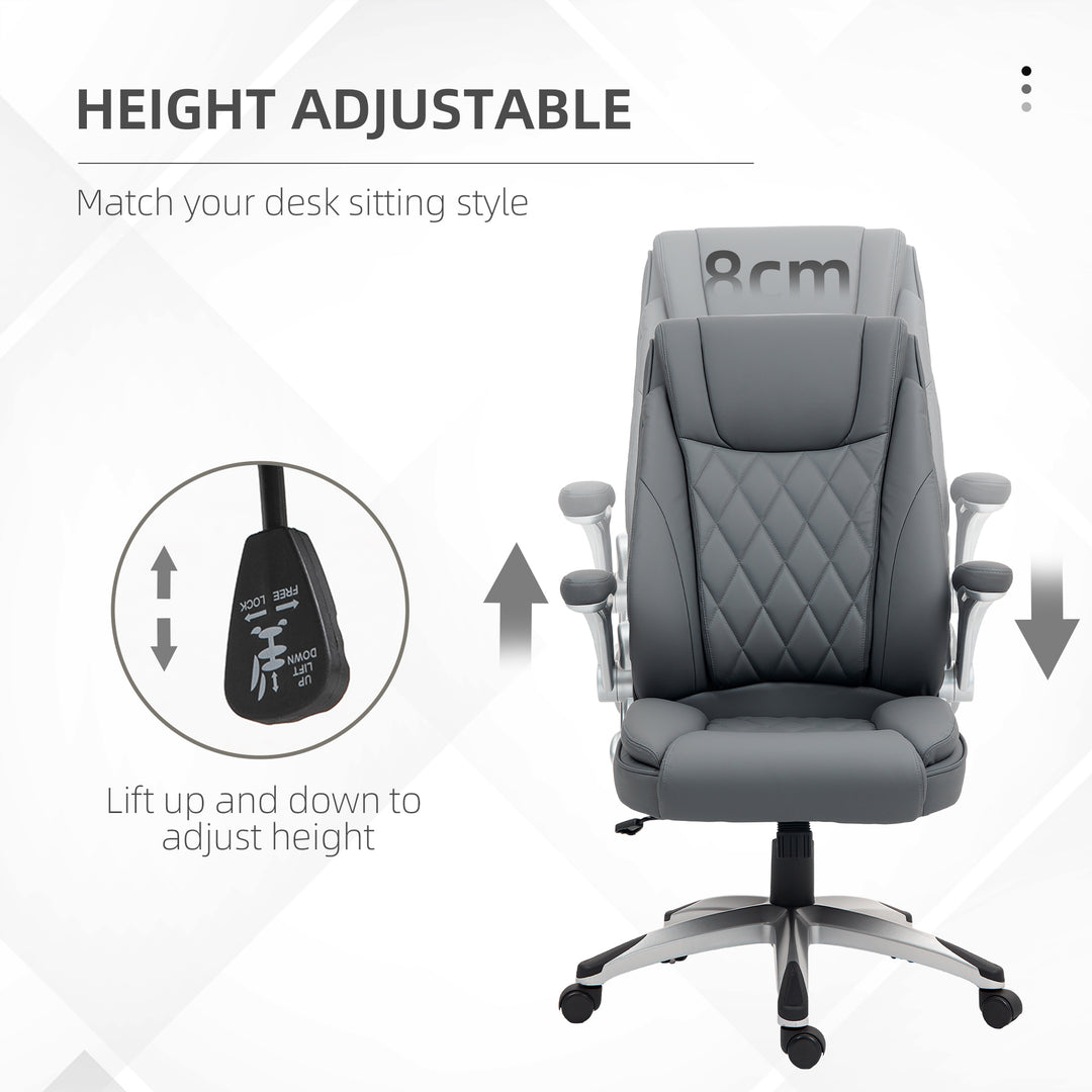 Faux Leather Executive Swivel Office Chair - Dark Grey