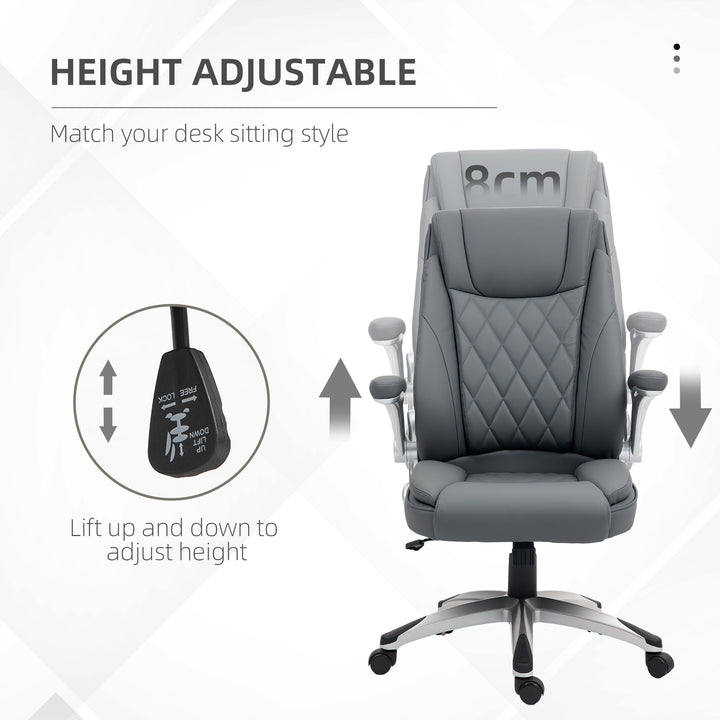 Faux Leather Executive Swivel Office Chair - Dark Grey