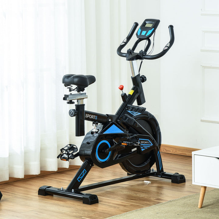 HOMCOM Stationary Exercise Bike w/ iPad Holder, LCD Monitor, Comfortable Seat, Indoor Cycling Training Bike, 13KG Flywheel,  Home Office, Black