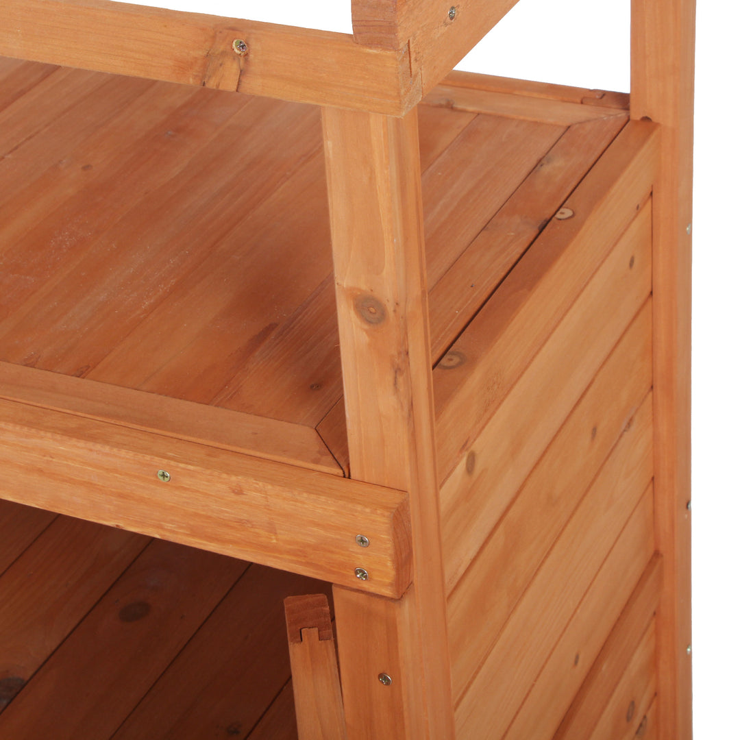 MCL Multi-function Potting Bench Table w/ Storage Cabinet and Galvanized Table Top, Wooden Planting Workstation, 98cm x 47cm x 105cm