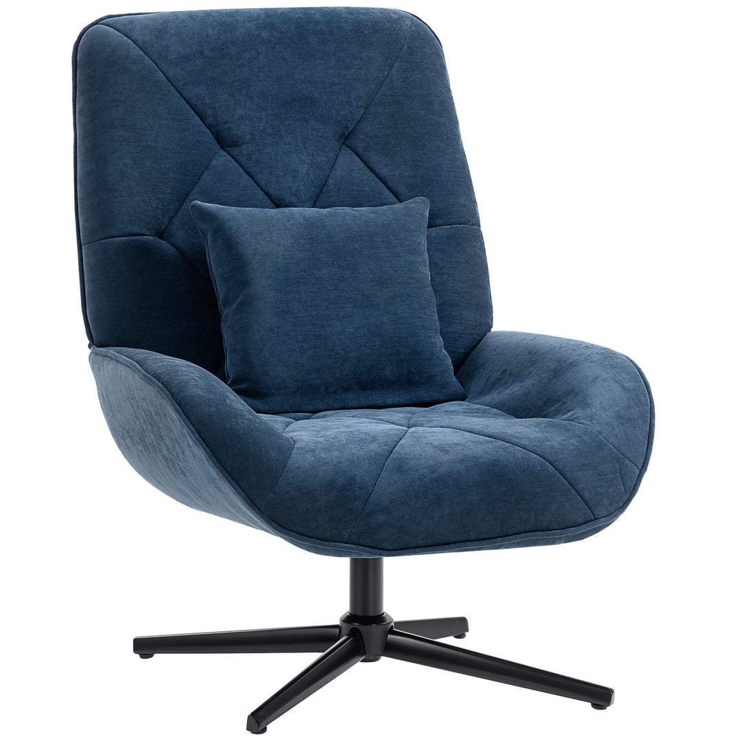 Accent Chair, Chenille Upholstered Swivel Armchair with Lumbar Pillow,