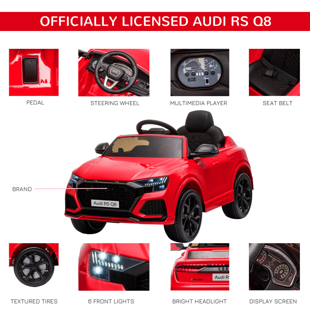 MCL Audi RS Q8 Licensed Electric Car for Kids, 6V Kids' Electric Ride on with Remote Control, 7Ah Big Battery, Lights Bluetooth, Music USB, for 3-5 Years Old, Red