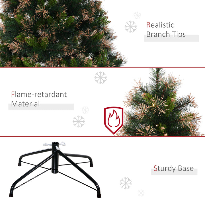 HOMCOM 1.5m Prelit Christmas Tree Artificial Tree, Metal Stand-Green | Aosom UK