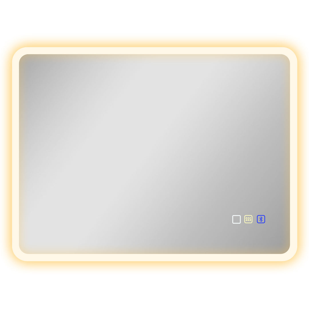 80 x 60cm LED Bathroom Mirror, with Bluetooth - Silver Tone