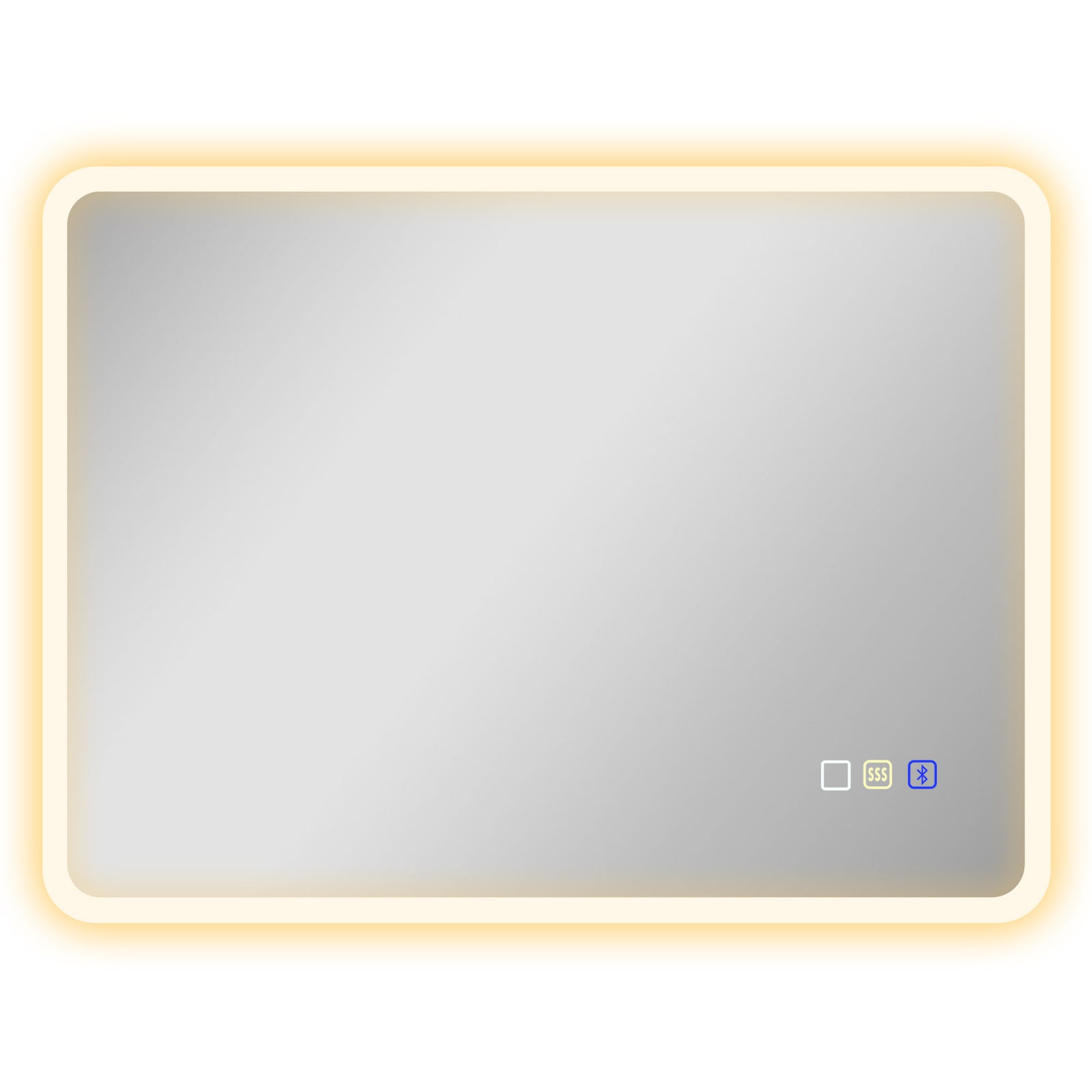 80 x 60cm LED Bathroom Mirror, with Bluetooth - Silver Tone