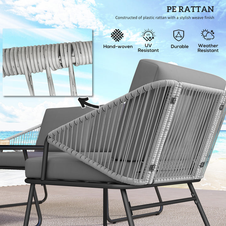 Four-Piece Rattan Strong Panel Outdoor Sofa Set - Grey