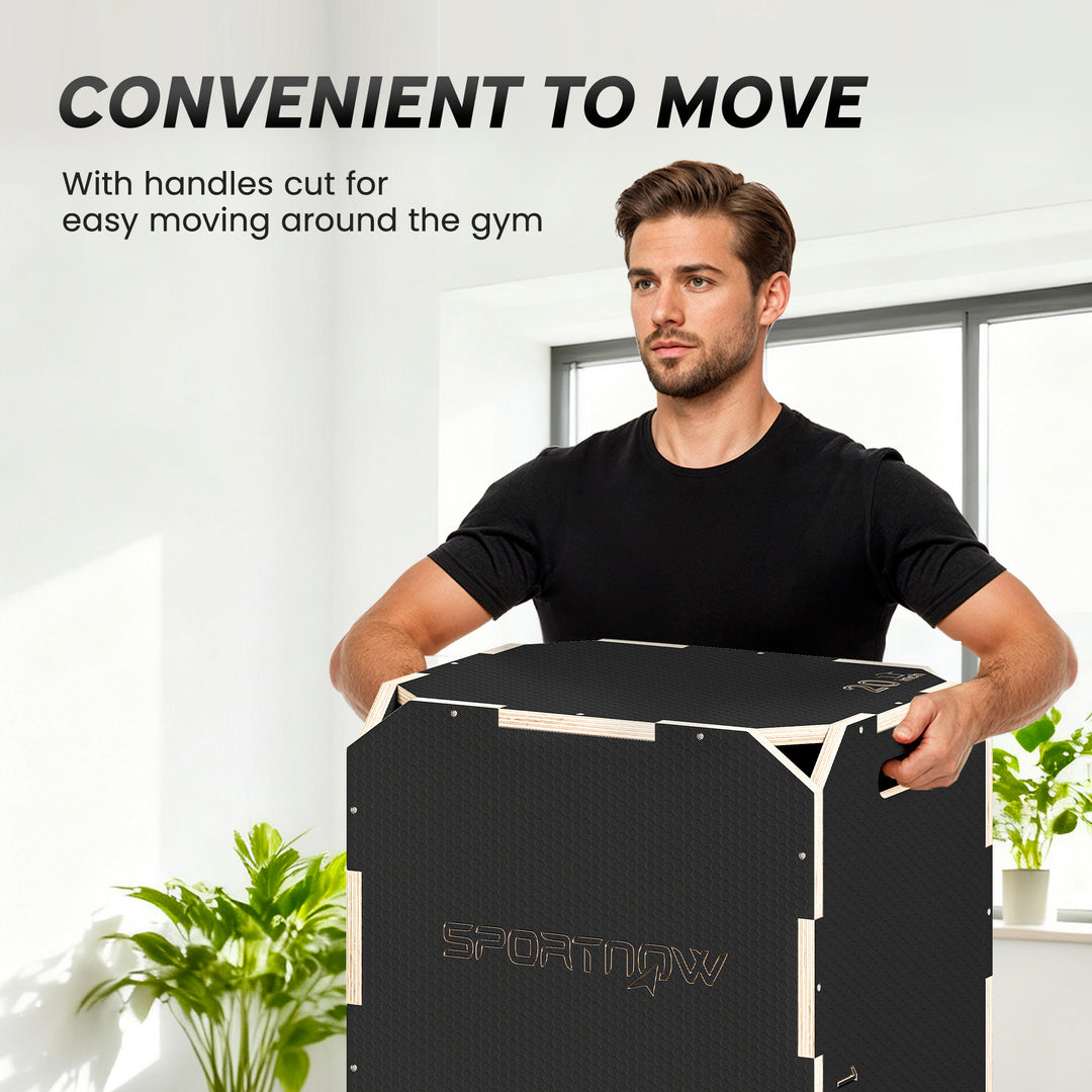 Non-Slip Plyo Box, Corner-free Wooden Jump Box, 41 x 51 x 48 cm