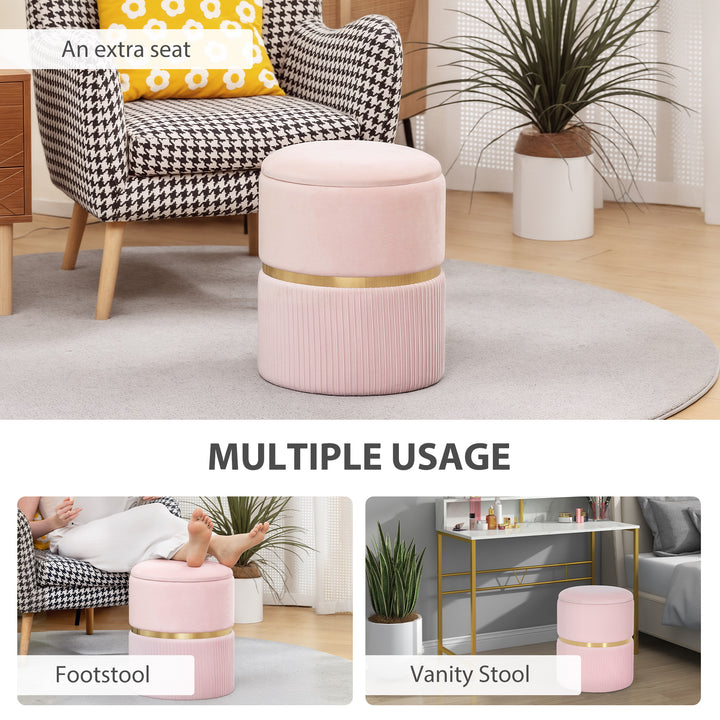 MCL Velvet-Feel Storage Ottoman - Pink