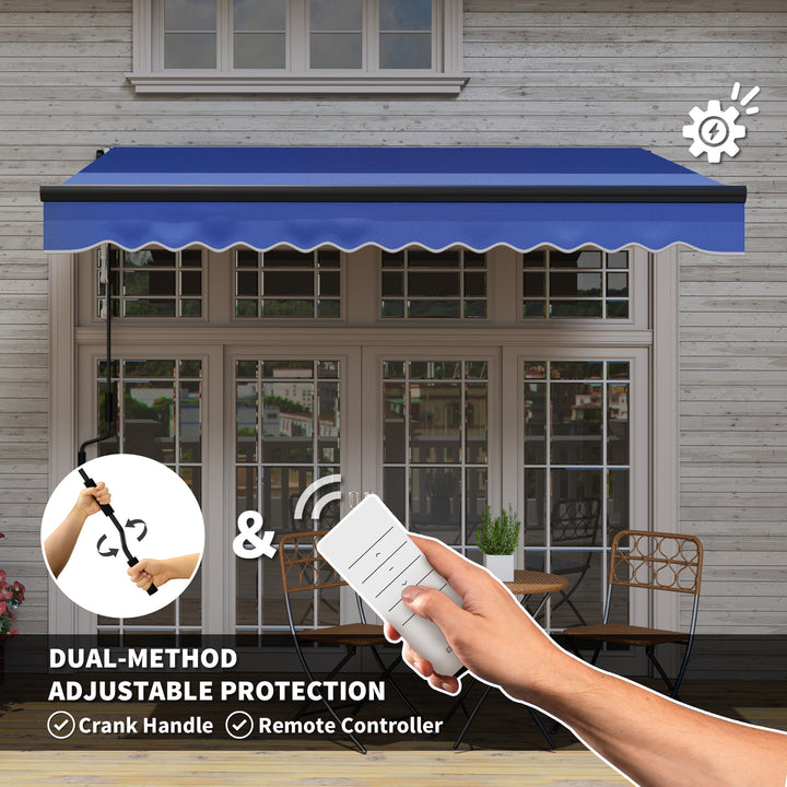 3 x 2.5m Electric Awning with LED Light and Remote Controller, Aluminium Frame DIY Retractable Awning, UV50+ Sun Shade Canopy for Garden Patio Deck Door Window, Blue