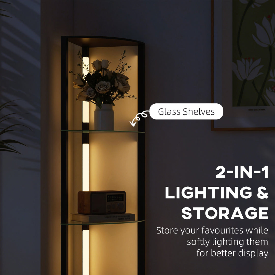 LED Floor Lamp with Shelves, Dimmable Standing Lamp with Foot Switch f