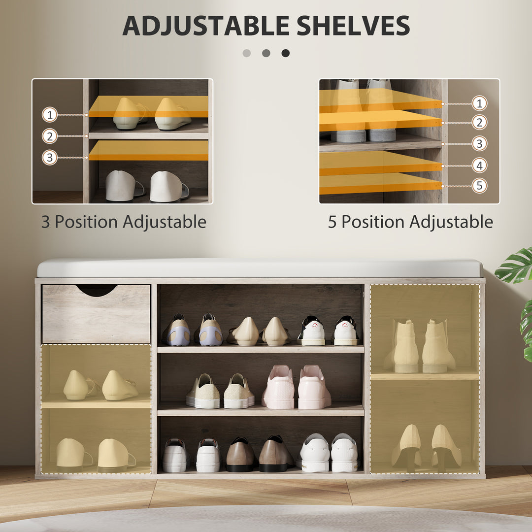 Shoe Storage Bench with Cushion - Grey