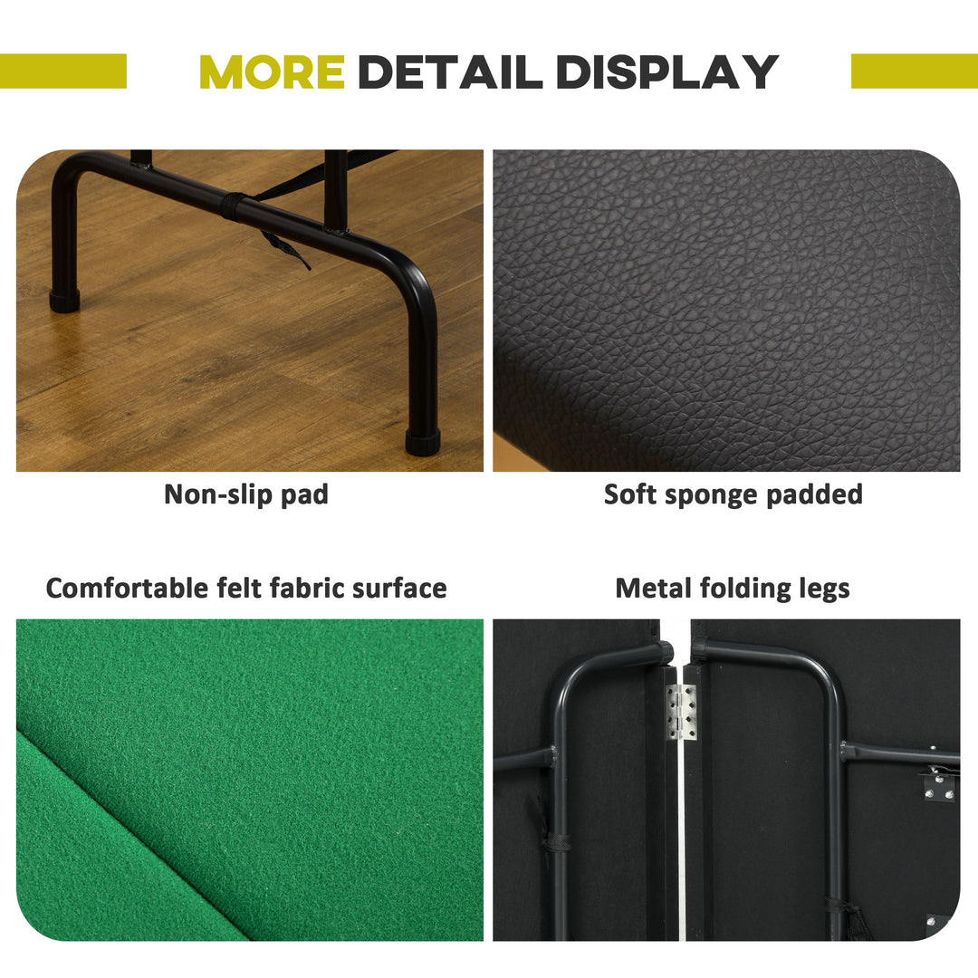 MCL 8 Player Folding Poker Table, Oval Portable Blackjack Casino Table with Cup Holder, Felt Top and Metal Base, 183 x 82 x 75cm, Green and Black