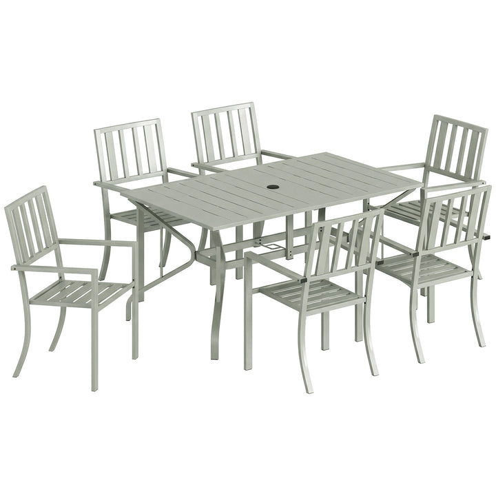 7 Pieces Garden Table and Chairs, 6 Seater Outdoor Table and Chairs wi