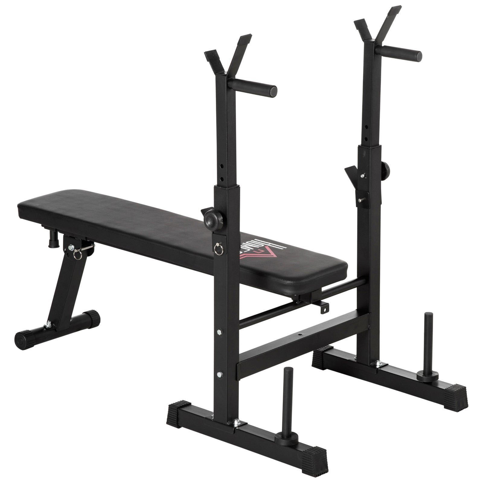 Adjustable Weight Bench, Foldable Bench, with Barbell Rack, Black