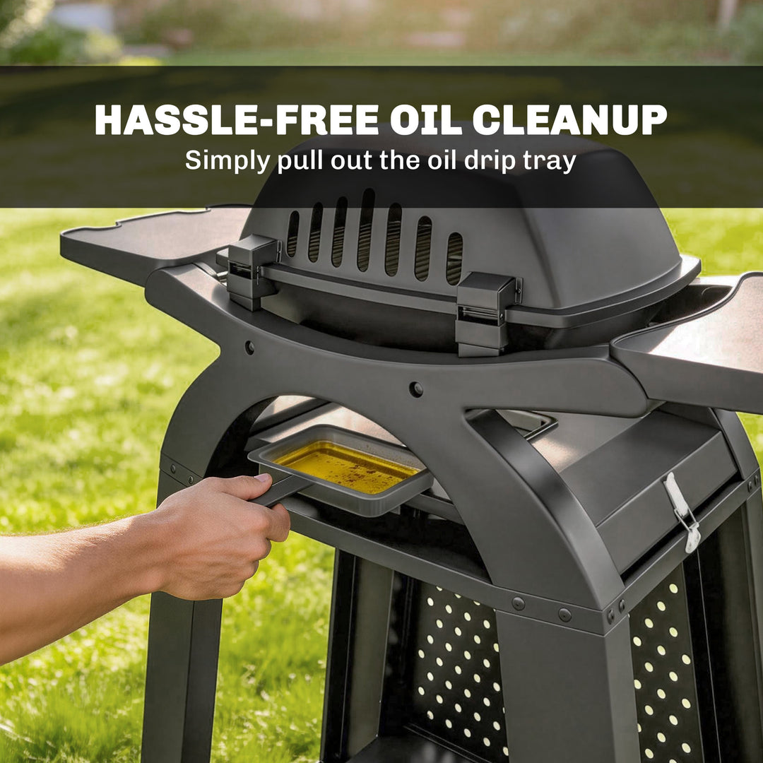 2 Burner Gas Grill with 2 Side Tables, 3.8 KW Barbecue Grill with Cast